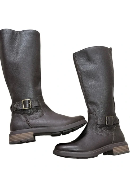 UGG Tall Dark Brown Riding Boots with Buckle Detail - Picture 3 of 11